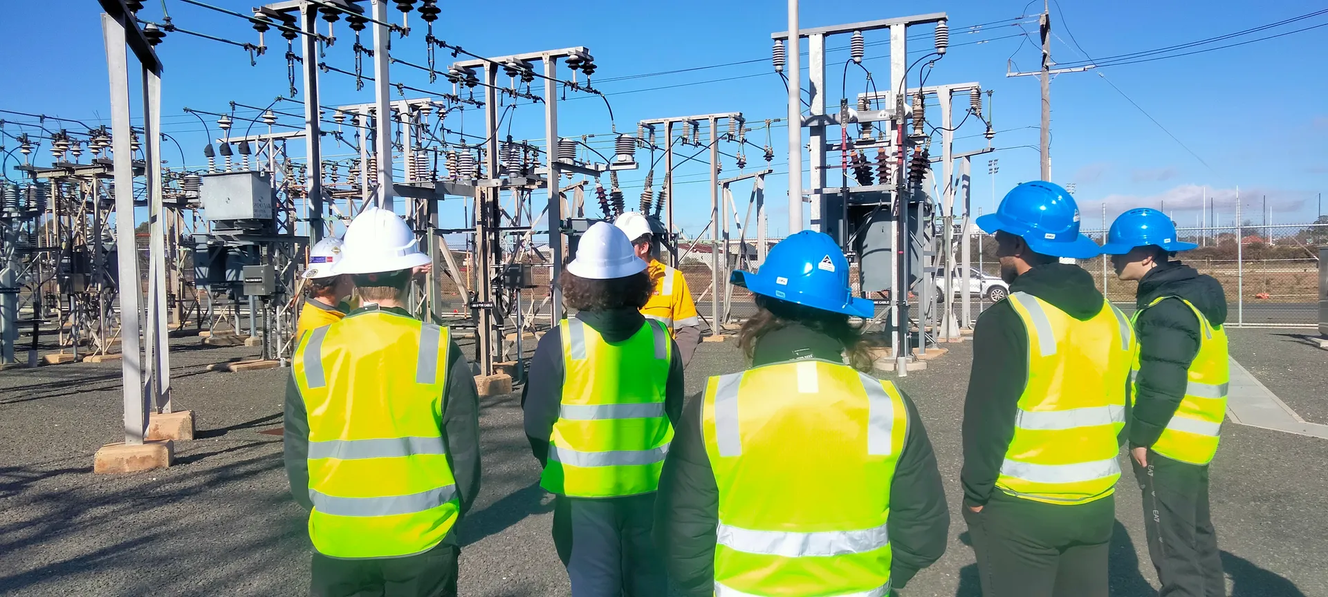 Program participants visiting an electrical substation as part of the First Nations renewable energy employment pathway